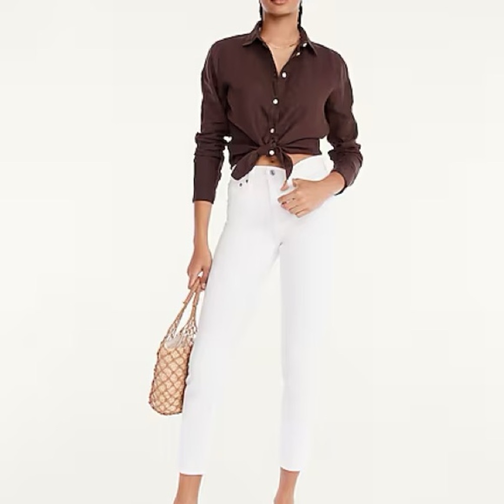 J. Crew 9” mid-rise toothpick jean in white Sz 29 stretch ankle length skinny